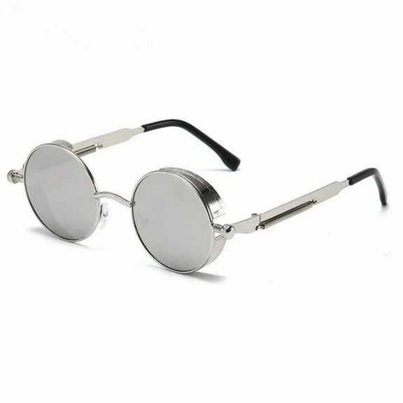 Classic Steampunk Sunglasses for Men and Women Retro Round Metal Frame Sunglasse