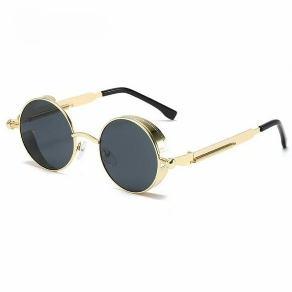 Classic Steampunk Sunglasses for Men and Women Retro Round Metal Frame Sunglasse