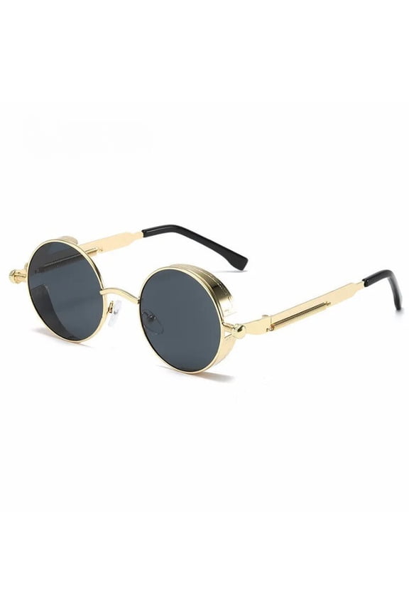 Classic Steampunk Sunglasses for Men and Women Retro Round Metal Frame Sunglasse