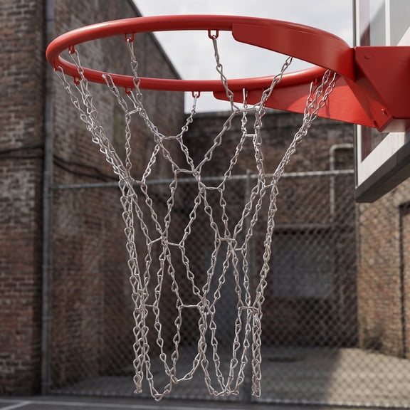 Steel Chain Basketball Net for Outdoor and Indoor Hoops, Heavy-Duty Replacement Net for Basketball Goals
