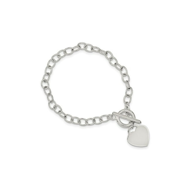 Silver Heart Tag Charm Bracelet