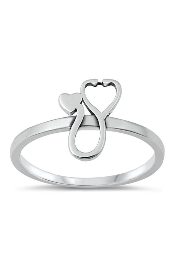 Classic Stethoscope Ring .925 Sterling Silver Doctor Nurse Band Jewelry Female Male Unisex Size 4