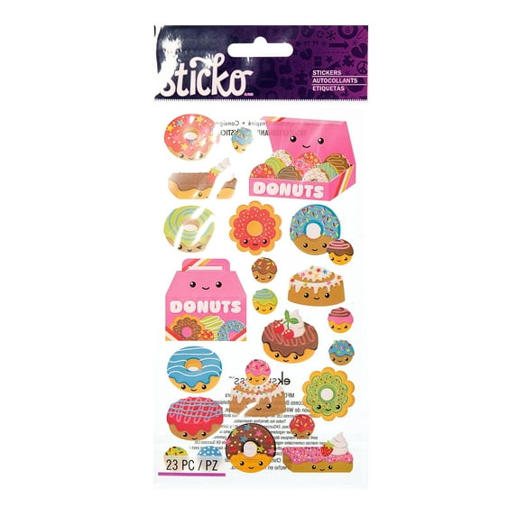 Classic Stickers donut characters, 18 pieces (pack of 12)