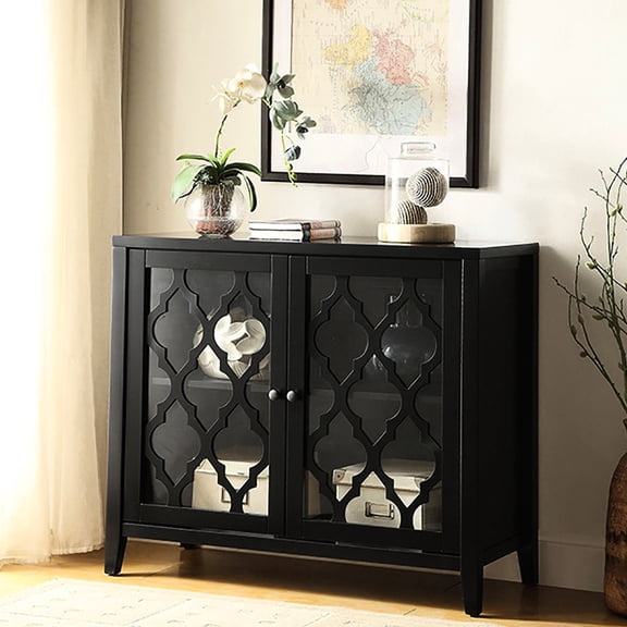 Classic Storage and Display Solution - Enhance Your Primary Living Space with a Stylish Black Console Table