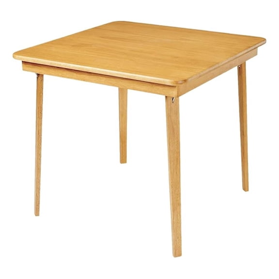 Classic Straight Edge Wooden Folding Card Table 32x32 - No Assembly Foldable Square Table, Bridge, Board Game, Steel Mechanism, Folding Legs, Space-Saving, Oak Frame