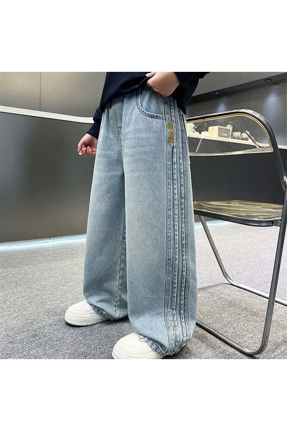Classic Straight Leg Denim Jeans For Boys And Teenagers Comfortable Loose Fit Casual Trousers With Flexible Stretch Toddler Comfortable Lightweight Hiking Pants Kids Pull On Sweatpants