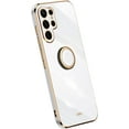 thumbnail image 1 of Classic Straight Side Soft and Simple Phone Case for Samsung Galaxy Note 20 10 9 8 Ultra Pro Lite, Ring Bracket Back Cover, Fashionable Pop Slim Protective Shell(White,Note 20), 1 of 7
