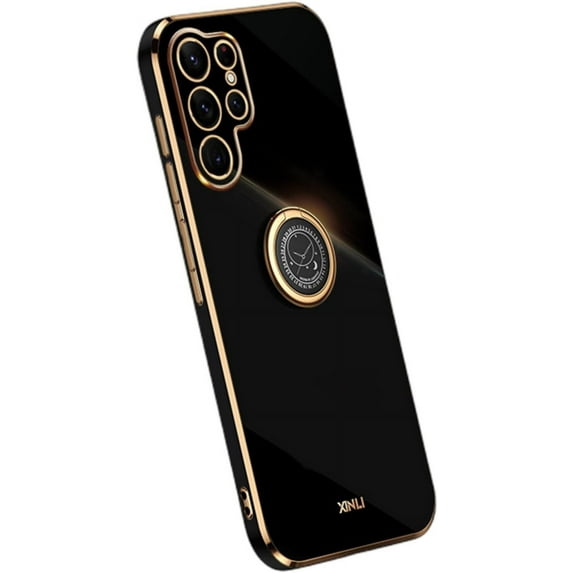 Classic Straight Side Soft and Simple Phone Case for Samsung Galaxy S10 S9 S8 / S10 S9 S8 Plus, Ring Bracket Back Cover, Fashionable Pop Slim Protective Shell(Black,S8)