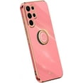 thumbnail image 1 of Classic Straight Side Soft and Simple Phone Case for Samsung Galaxy S23 S22 S21 S20 Ultra Plus FE, Ring Bracket Back Cover, Fashionable Pop Slim Protective Shell(Red,S23), 1 of 8