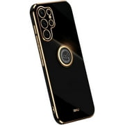 Classic Straight Side Soft and Simple Phone Case for Xiaomi Mi Poco X5 X4 X3 Pro GT NFC, Ring Bracket Back Cover, Fashionable Pop Slim Protective ShellBlack,X3 NFC