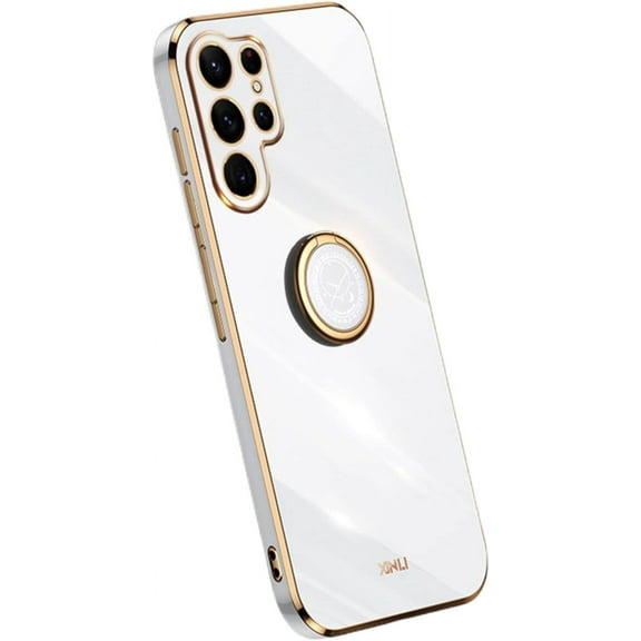 Classic Straight Side Soft and Simple Phone Case for Xiaomi Mi Redmi Note 11 S T E R Pro Max 5G 4G, Ring Bracket Back Cover, Fashionable Pop Slim Protective Shell(White,Note 11E Pro)