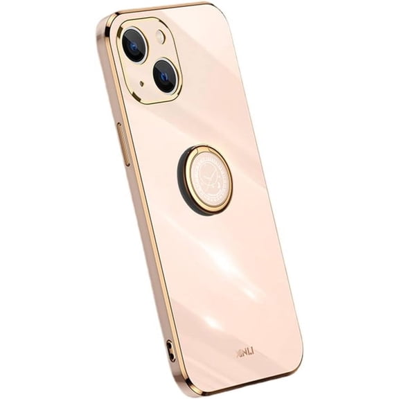 Classic Straight Side Soft and Simple Phone Case for iPhone X XS XR SE 8 7 6 6S Plus Max, Ring Bracket Back Cover, Fashionable Pop Slim Protective Shell(Pink,XS Max)