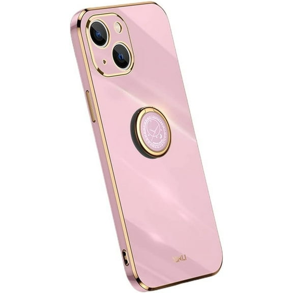 Classic Straight Side Soft and Simple Phone Case for iPhone X XS XR SE 8 7 6 6S Plus Max, Ring Bracket Back Cover, Fashionable Pop Slim Protective Shell(Purple,XR)