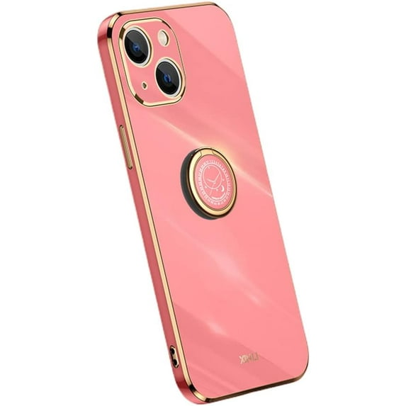 Classic Straight Side Soft and Simple Phone Case for iPhone X XS XR SE 8 7 6 6S Plus Max, Ring Bracket Back Cover, Fashionable Pop Slim Protective Shell(Red,6/6S)