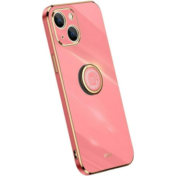 Classic Straight Side Soft and Simple Phone Case for iPhone X XS XR SE 8 7 6 6S Plus Max, Ring Bracket Back Cover, Fashionable Pop Slim Protective Shell(Red,XS Max)