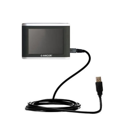 Classic Straight USB Cable suitable for the Amcor Navigation GPS 3600 3600B with Power Hot Sync and Charge Capabilities - Uses Gomadic TipExchange Tec