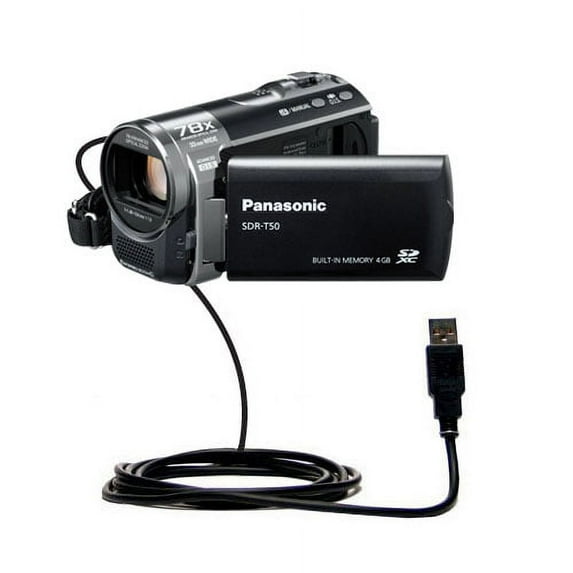 Classic Straight USB Cable suitable for the Panasonic SDR-T50 Video Camera with Power Hot Sync and Charge Capabilities - Uses Gomadic TipExchange Tech