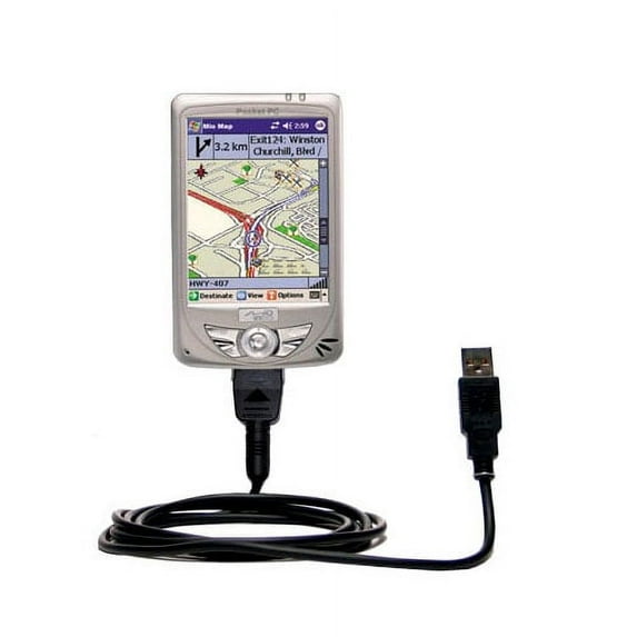 Classic Straight USB Cable suitable for the Mio 168RS with Power Hot Sync and Charge Capabilities - Uses Gomadic TipExchange Technology