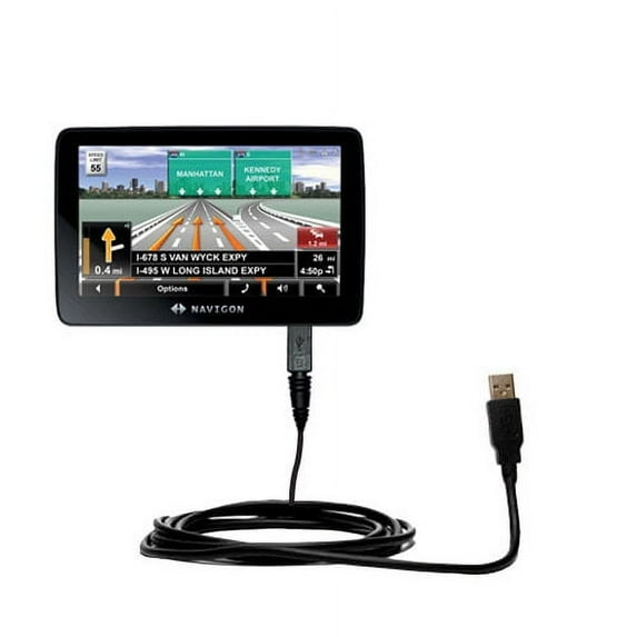 Classic Straight USB Cable suitable for the Navigon 7200T with Power Hot Sync and Charge Capabilities - Uses Gomadic TipExchange Technology