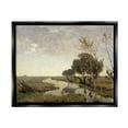 thumbnail image 1 of Classic Stream Animals Grazing Landscape Painting Jet Black Framed Art Print Wall Art, 1 of 6