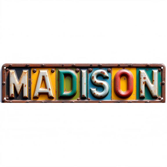 Classic Street Tin Sign 164 Inch "MADISON" Wall Decor for Bedroom Garage Patio Man Cave
