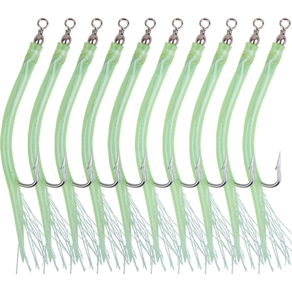 Classic Striped Bass Tube Lures, 10pcs Cod Rig Tube Teaser Saltwater Trolling Tube Fishing Lure with Stainless Steel Hook Swivel for Offshore Trolling Striper Bass Cod Big Game Fishing