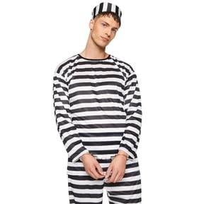 Classic Striped Hard Time Convict Prisoner Men's Costume XXL 50-52