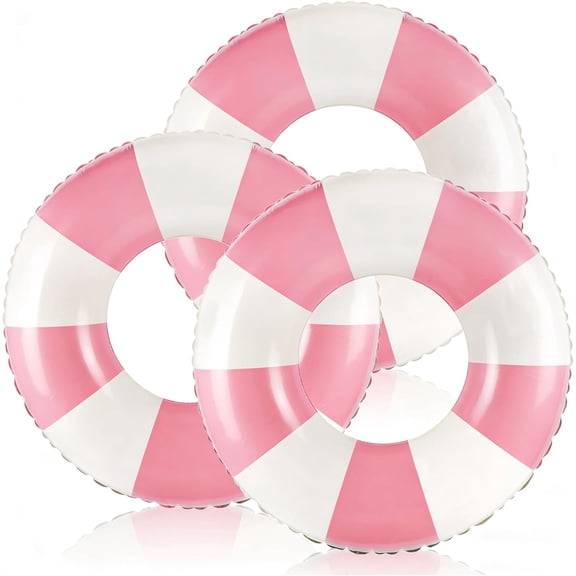 Classic Striped Pool Floats with Handle Inflatable Blue & White Stripes Tubes for Floating Large Swim Rings for Adult Summer Holiday Beach Bachelorette Party