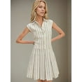 thumbnail image 1 of Classic Striped Sleeveless Shirt Dress (S, LightBeige), 1 of 5