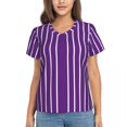 thumbnail image 1 of Classic Striped T Shirt Female Blue And White Lines Cool V Neck T-Shirts Short-Sleeve Fashion Tshirt Summer Design Tops, 1 of 5