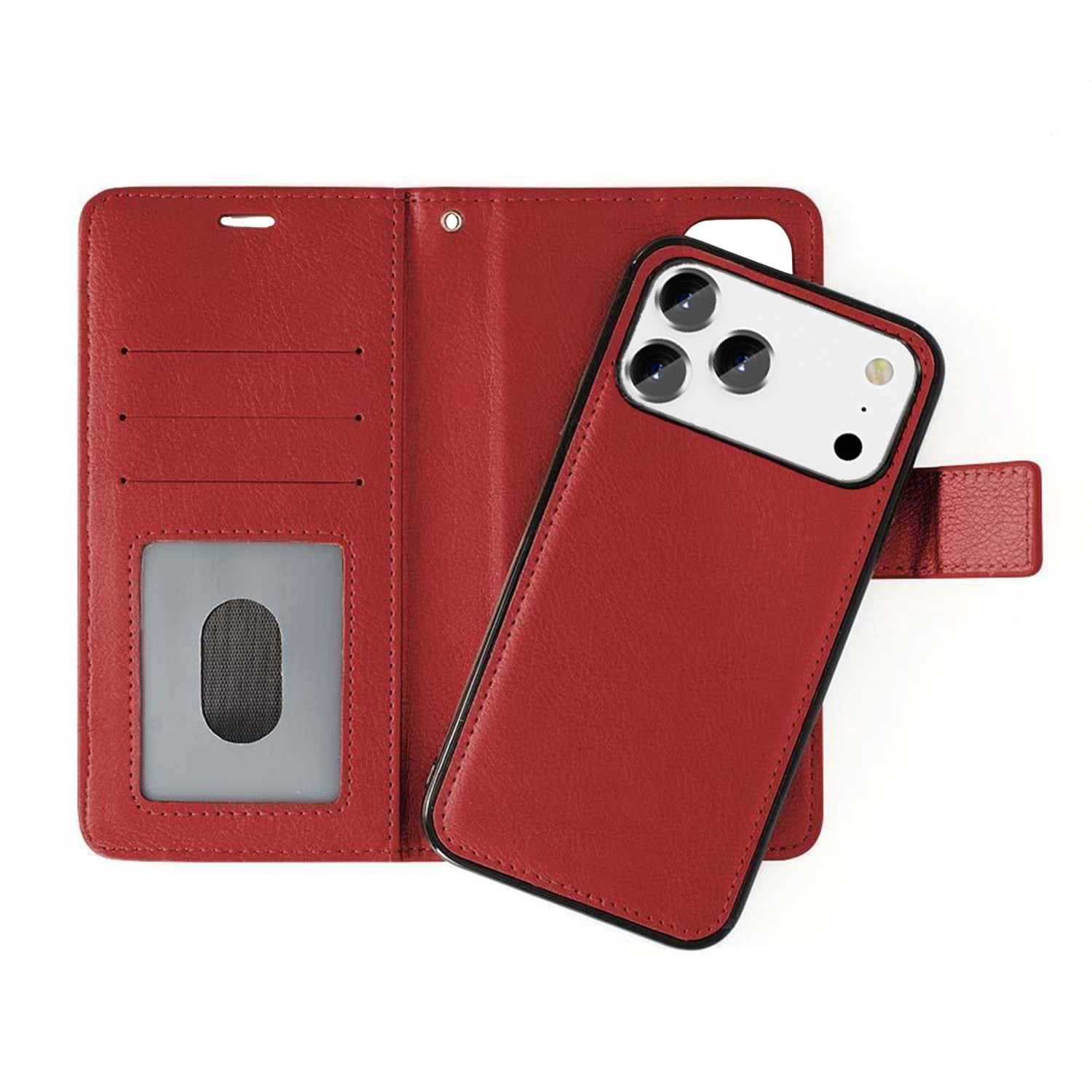 Classic Strong Magnet Wallet Case for iPhone 17 Pro - Red