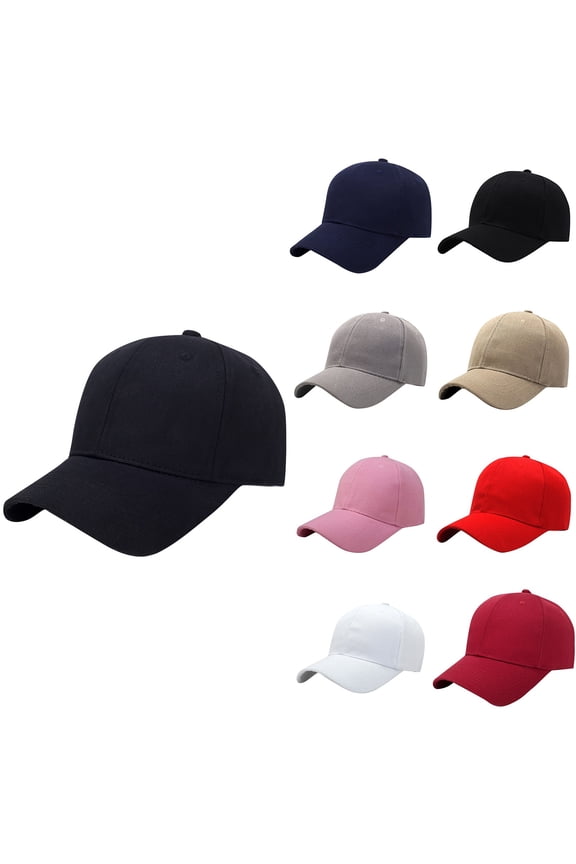 Classic Structured Baseball Cap - Solid Color Sports Dad Hat, Outdoor Sun Protection Casual Cap for Men Black