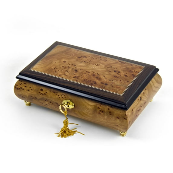 Classic Style 30 Note light Burl-Elm with Rosewood Border Musical Jewelry Box - I Hope You Dance