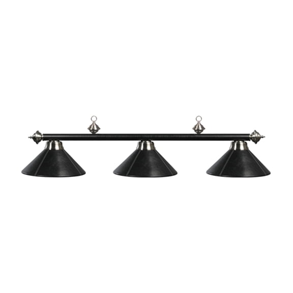 Classic Style 54" 3-Light Metal Billiard Light Fixture - Leather, Black