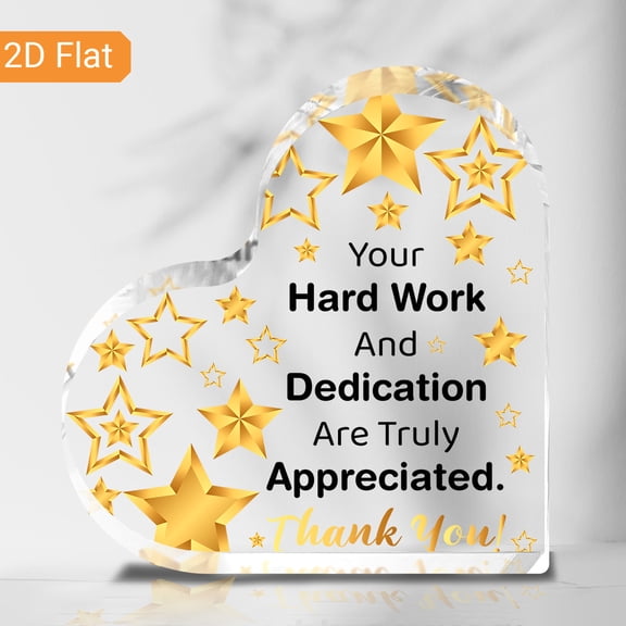 Classic Style Acrylic Plaque 3.9X3.9 Inch Golden Stars Your Hard Work and Dedication Are Truly Appreciated Quote Teacher Appreciation Gift for Educators Retired Teachers Classroom Decor