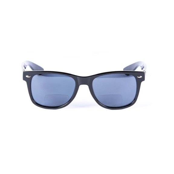 Classic Style Bifocal Reading Sunglasses for Men and Women - Hard Case Included - Gloss Black - 1.75
