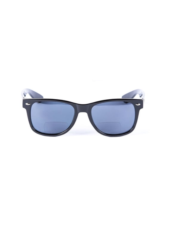 Classic Style Bifocal Reading Sunglasses for Men and Women - Hard Case Included - Gloss Black - 2.25