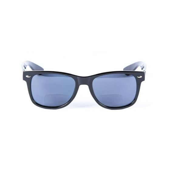 Classic Style Bifocal Reading Sunglasses for Men and Women - Hard Case Included - Gloss Black - 4.00