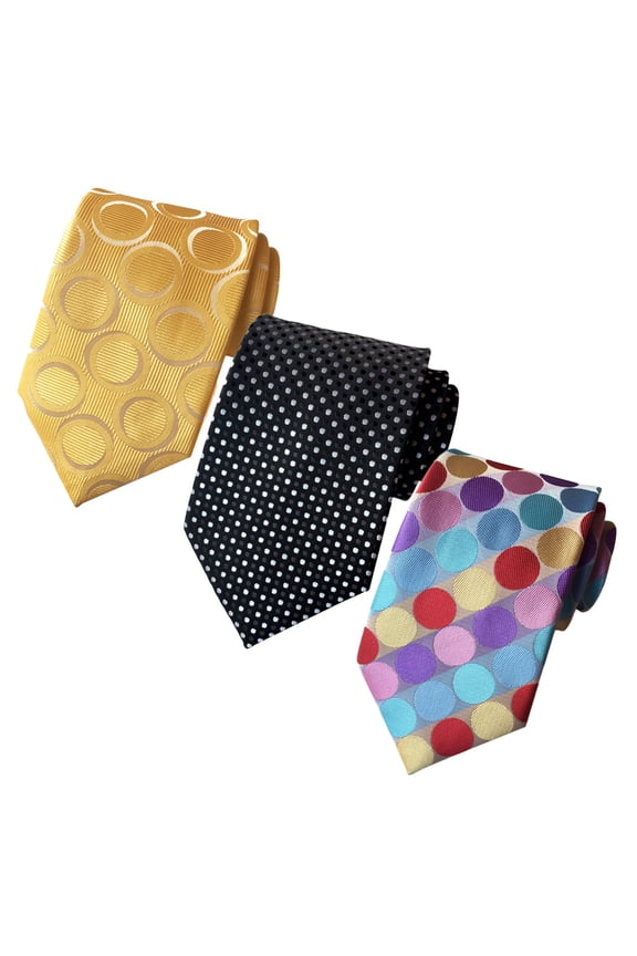 Professional Look Men's Necktie Set - 3 Pack Classic Woven Stripe Jacquard Pattern in Comfortable Silk Polyester Material