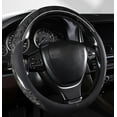 thumbnail image 1 of Classic Style Steering Wheel Cover Peach Wood Grain Four Seasons Universal Breathable Anti-Slip Car Wheel Protector 15 Inch Fit, Black, 1 of 4