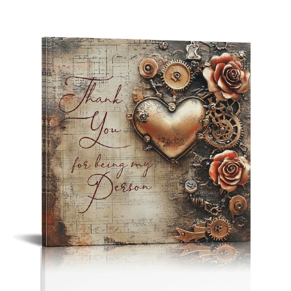 Classic Style "Thank you for being my person" Inspirational Canvas Wall Art Decorative with Frame, Multipurpose for Home Decor, Bedroom, Living Room, Wall Hanging Poster for Valentine's Day Gift