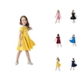 thumbnail image 1 of Classic Summer Girls' Dress School Style Color Contrast Short Sleeve Fit and Flare Skater Dress with Pockets, Vintage Collar Casual Party Wear 4-12 Years, 1 of 8
