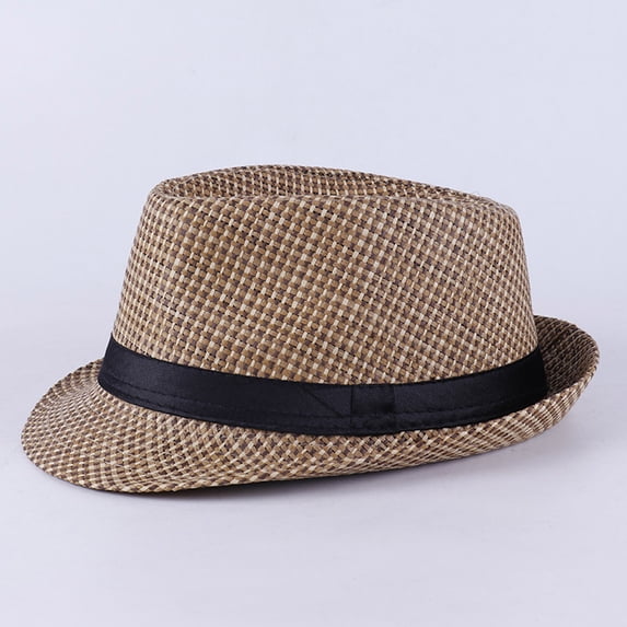 Classic Sun Hats for Men Women, UV Protection Wide Brim Fedora Hat with Black Band, Breathable Lightweight Trilby Cap for Outdoor Summer