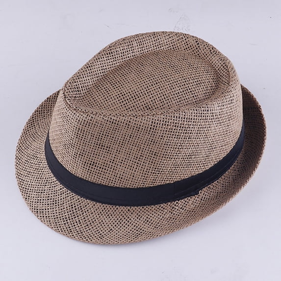Classic Sun Hats for Men Women, UV Protection Wide Brim Fedora Hat with Black Band, Breathable Lightweight Trilby Cap for Outdoor Summer