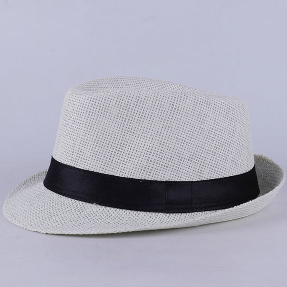 Classic Sun Hats for Men Women, UV Protection Wide Brim Fedora Hat with Black Band, Breathable Lightweight Trilby Cap for Outdoor Summer