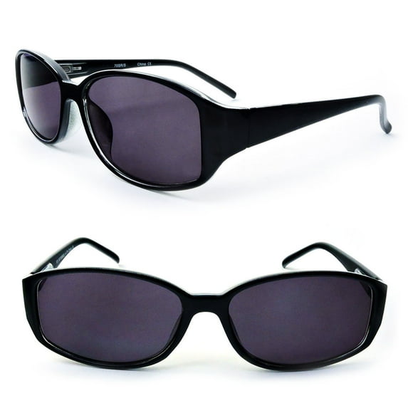 Classic Sun Readers Full Lens Spring Hinges Oval Reading Sunglasses - Black (+3.00)