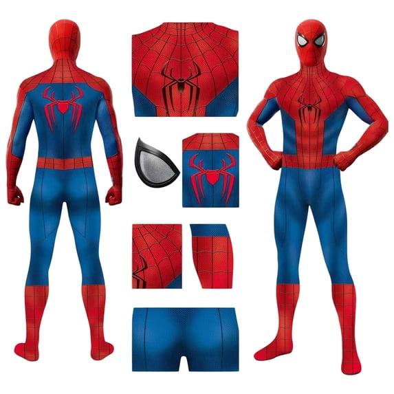 Classic Superhero Cosplay Spider Costume for Halloween Full Body Zentai Suit Halloween Character Cosplay Jumpsuit Blue 100