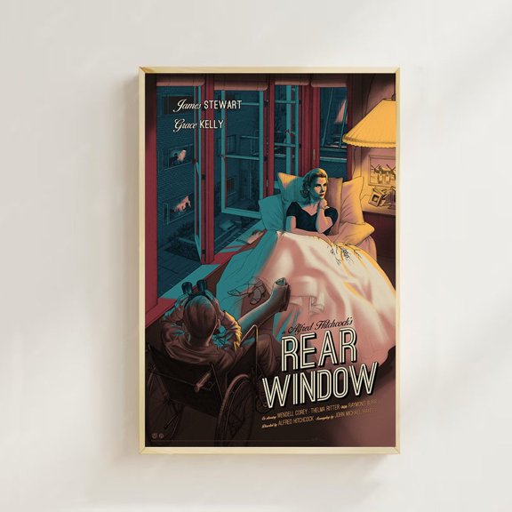 Classic Suspense Courtyard View Neighbor Apartment Spy Wall Art, Unframed Poster