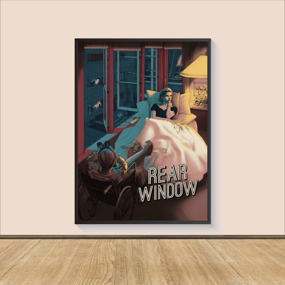 Classic Suspense Mystery Wall Art Apartment Window Neighbor Spy Decor, Unframed Poster