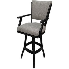 Classic Swivel Bar Stool Solid Wood 30" Seat - Jetty June Tan Fabric - Black